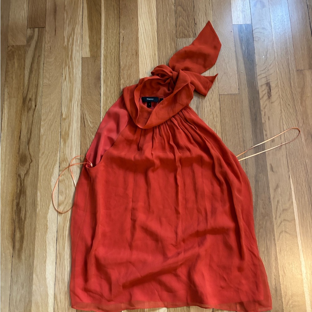 Theory Vibrant Red Halter Blouse